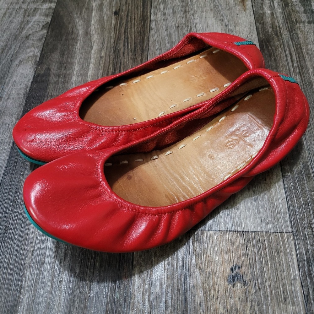 TIEKS GAVRIELI Red Leather Ballet Flats Womens Size 8
